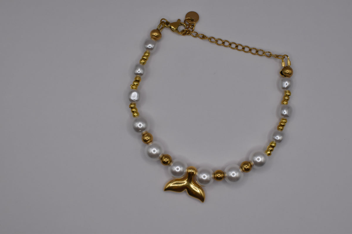 Gold pearl mermaid bracelet