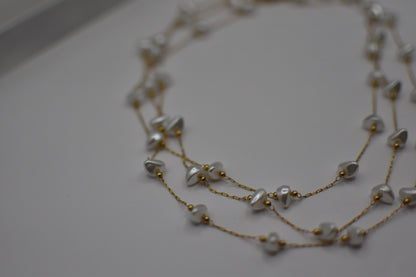 Triple Pearl Gold Necklace