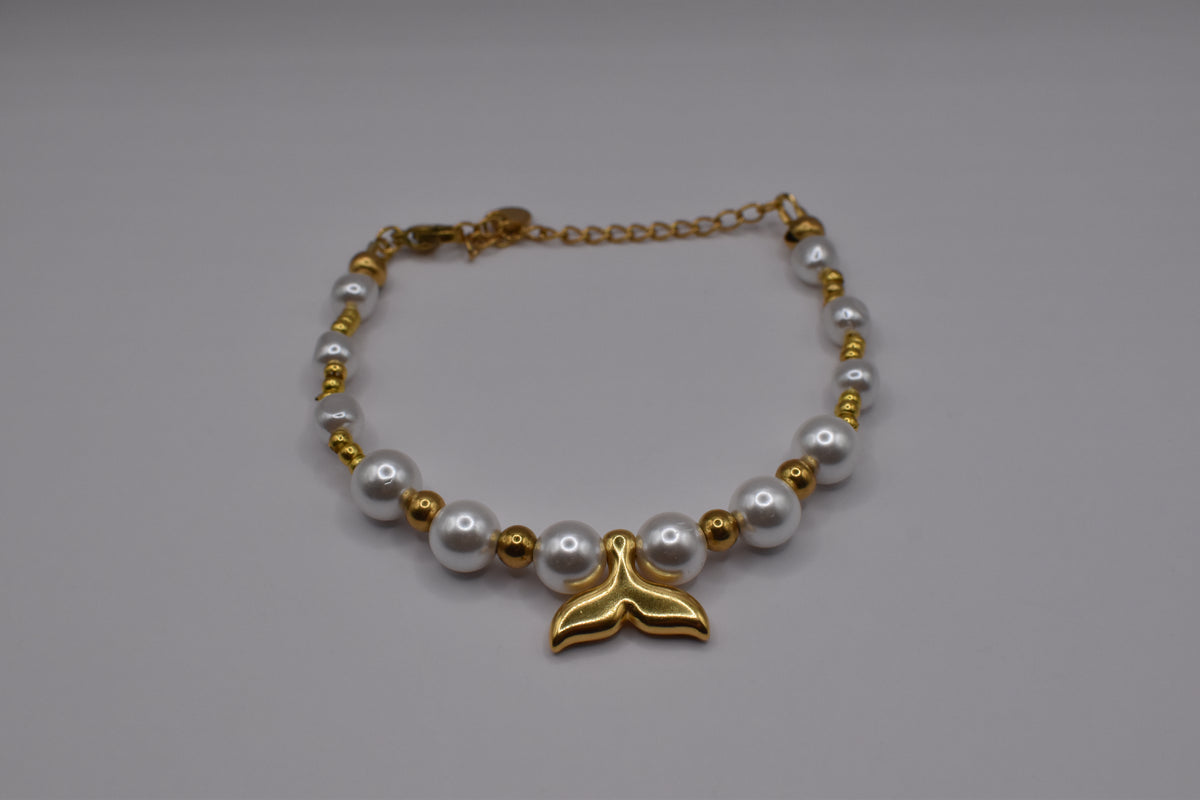 Gold pearl mermaid bracelet