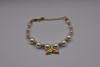 Gold pearl mermaid bracelet
