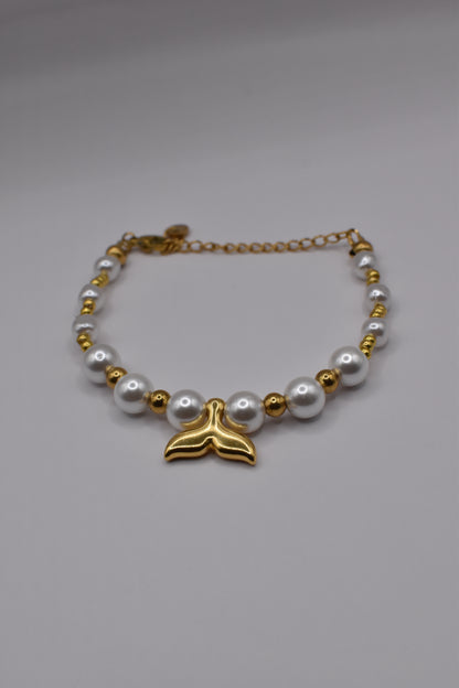 Gold pearl mermaid bracelet
