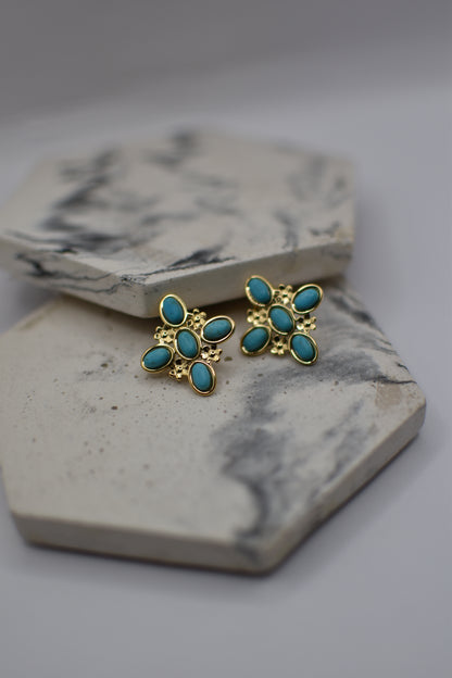 Blue Aegean Cross Earrings