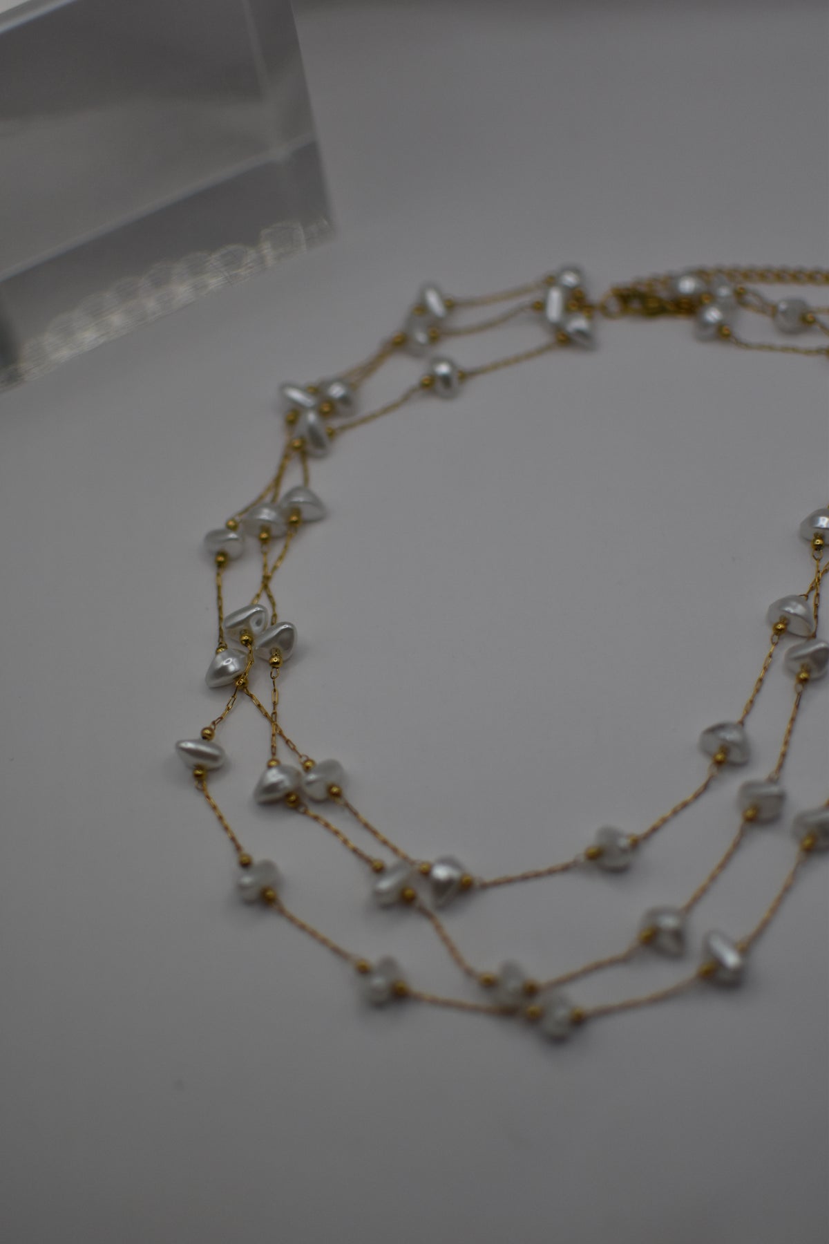 Triple Pearl Gold Necklace