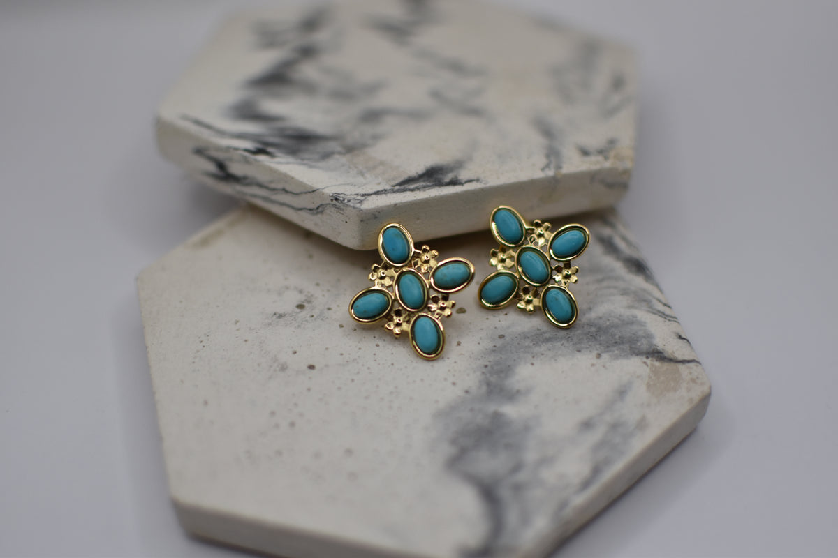 Blue Aegean Cross Earrings