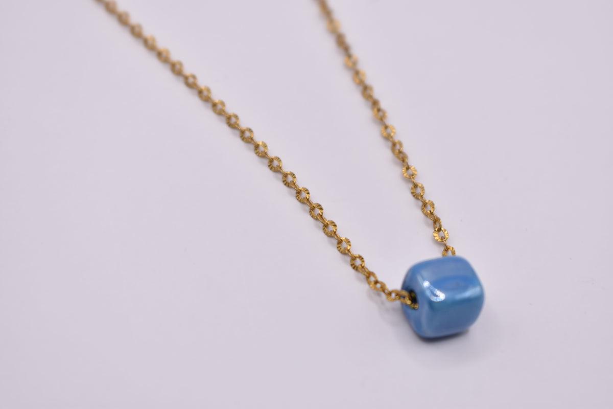 Colorful Cube Gold Chain