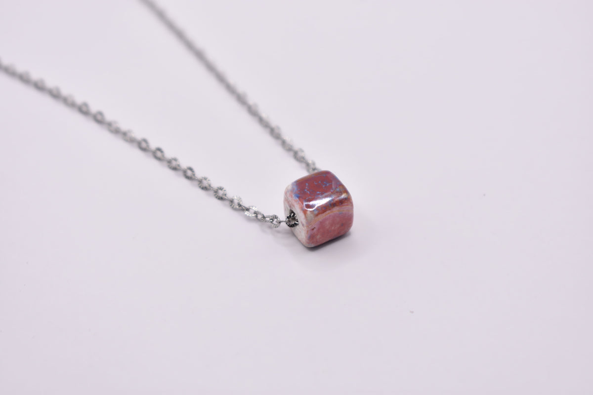 Colorful Cube Silver Chain