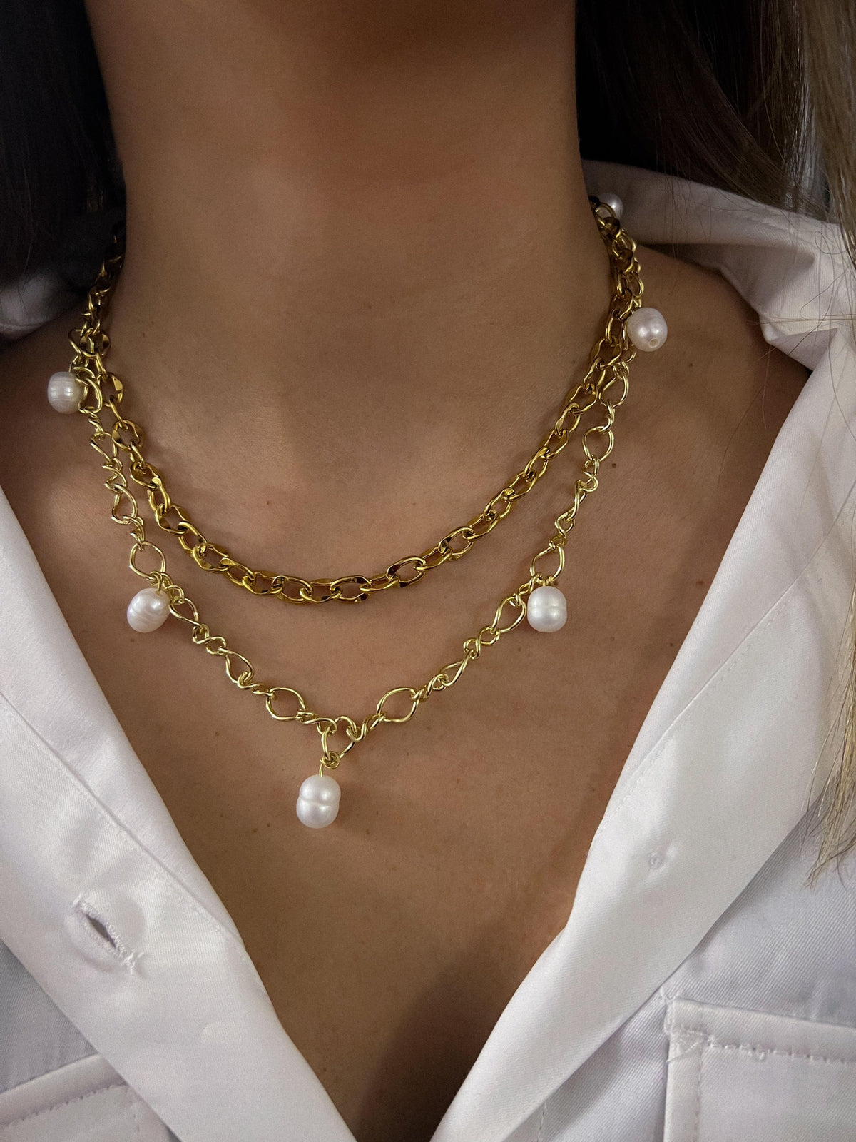 Drop Perl Gold Chain